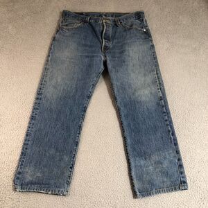 Levis‎ 501 Jeans Men 36x30 Blue Straight Button Fly Preppy Rocker Medium Wash